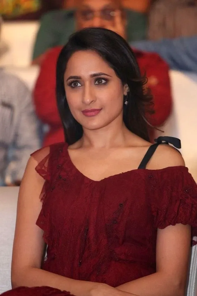 Pragya Jaiswal Stills At Telugu Movie Audio Launch In Maroon Dress